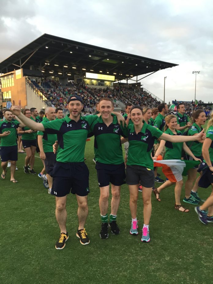 Vincent O'Donnell, David Wallace and Ashling Creed at the opening ceremony.