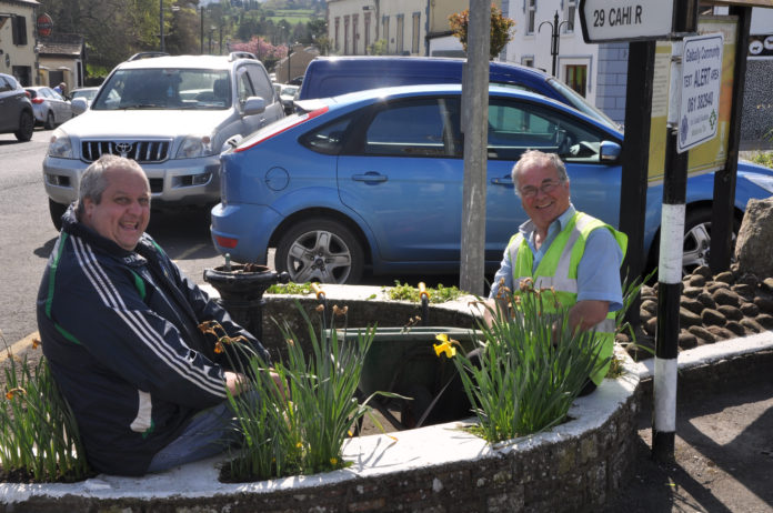 John Denihan and John Fahey attend to the daffodils at the square in Galbally@24-04-2017-10:51:39.jpg