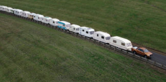 You don’t want to get stuck behind this lot! Ford Ranger shows how to tow 15 caravans