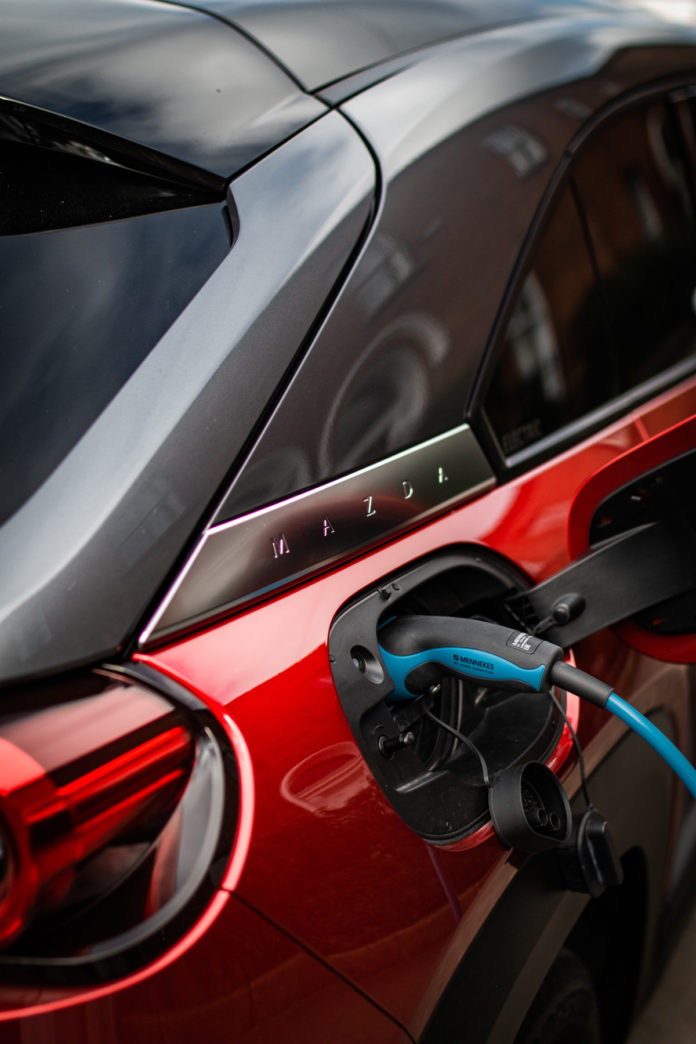 Mazda MX30 on charge. (Photo: Dean Kelly)