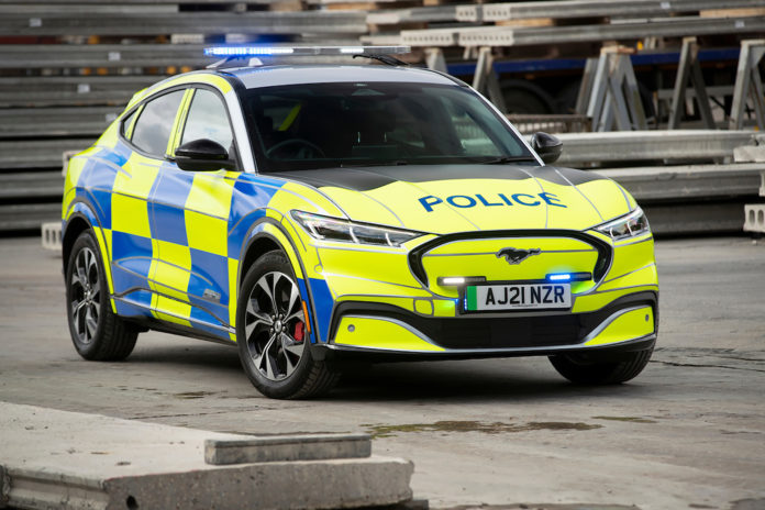 Ford Mustang Mach-E police car at Safeguard SVP, Earls Colne, Es