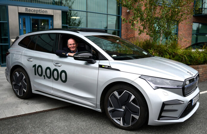 John Donegan, Skoda Brand Director with the Enyaq RS.