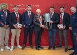 United Rugby Championship winners Munster, honoured at Cork County Hall