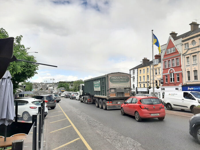 A file picture showing congestion in Fermoy town centre in May 2022.