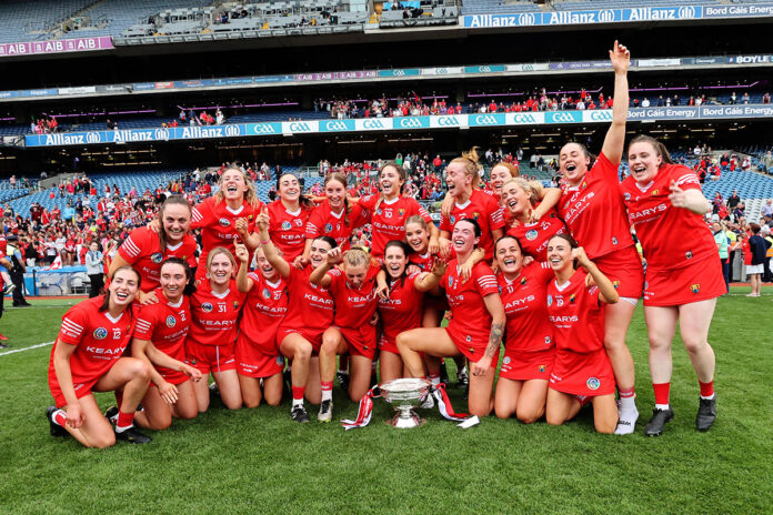 Cork Players celebrate with the cup 11/8/2024