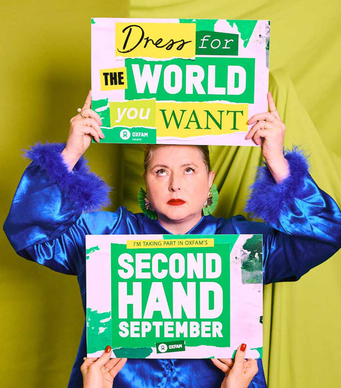 Siobhán McSweeney supporting Oxfam's campaign.