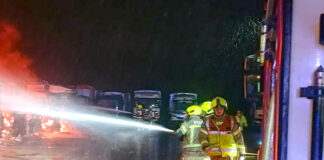 Blaze engulfs trucks at Sarsfield Industrial Estate