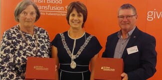 Locals honoured for significant blood donations by the Irish Blood Transfusion Service