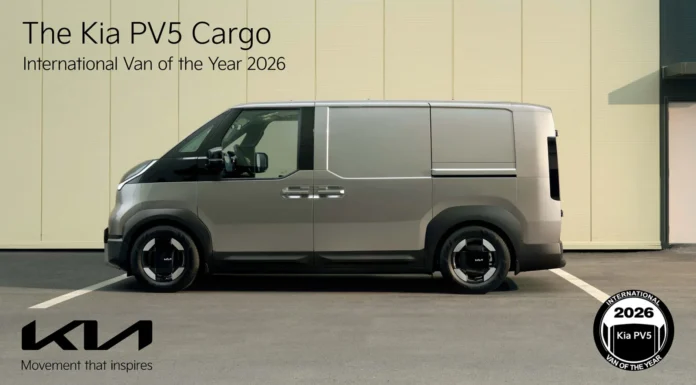 Kia’s first full-electric van, the PV5, is awarded ‘2026 International Van of the Year’