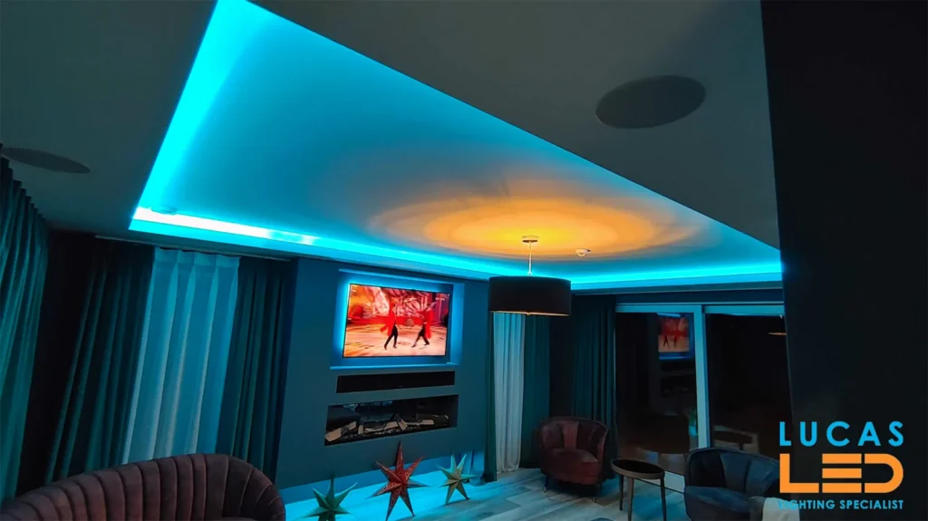 mood lighting for a living/TV room realised by Lucas LED