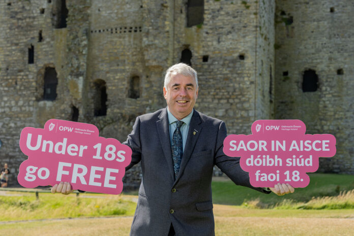 Minister Kevin ‘Boxer’ Moran outside Trim Castle.